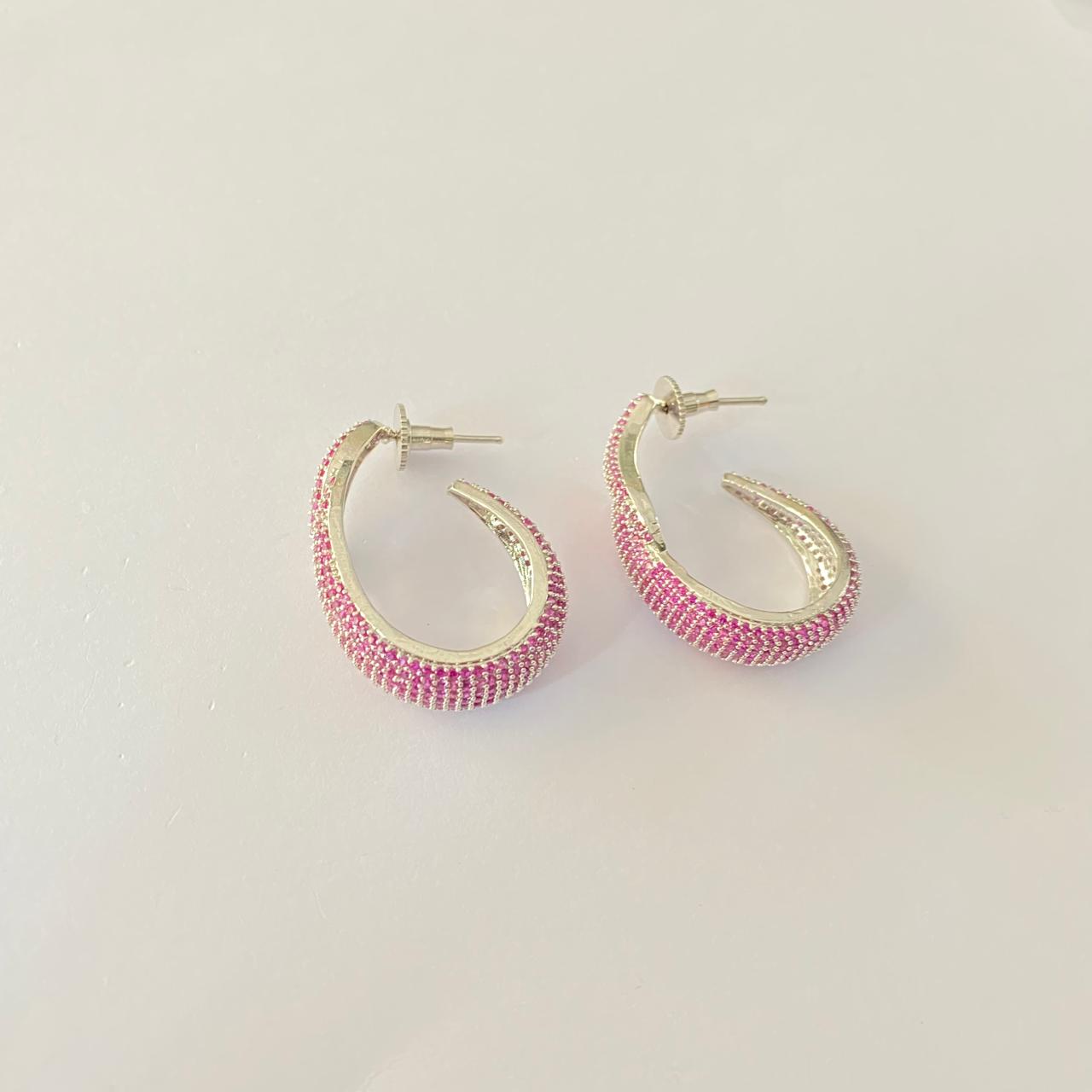 Pink Diamond silver plated Earring