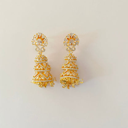 A.D Gold Plated layer Jhumka earring