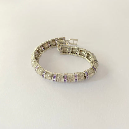 Purple Stone Silver Plated Adjustable Bracelet