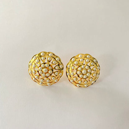Gold Plated Pearl Jadau Stud