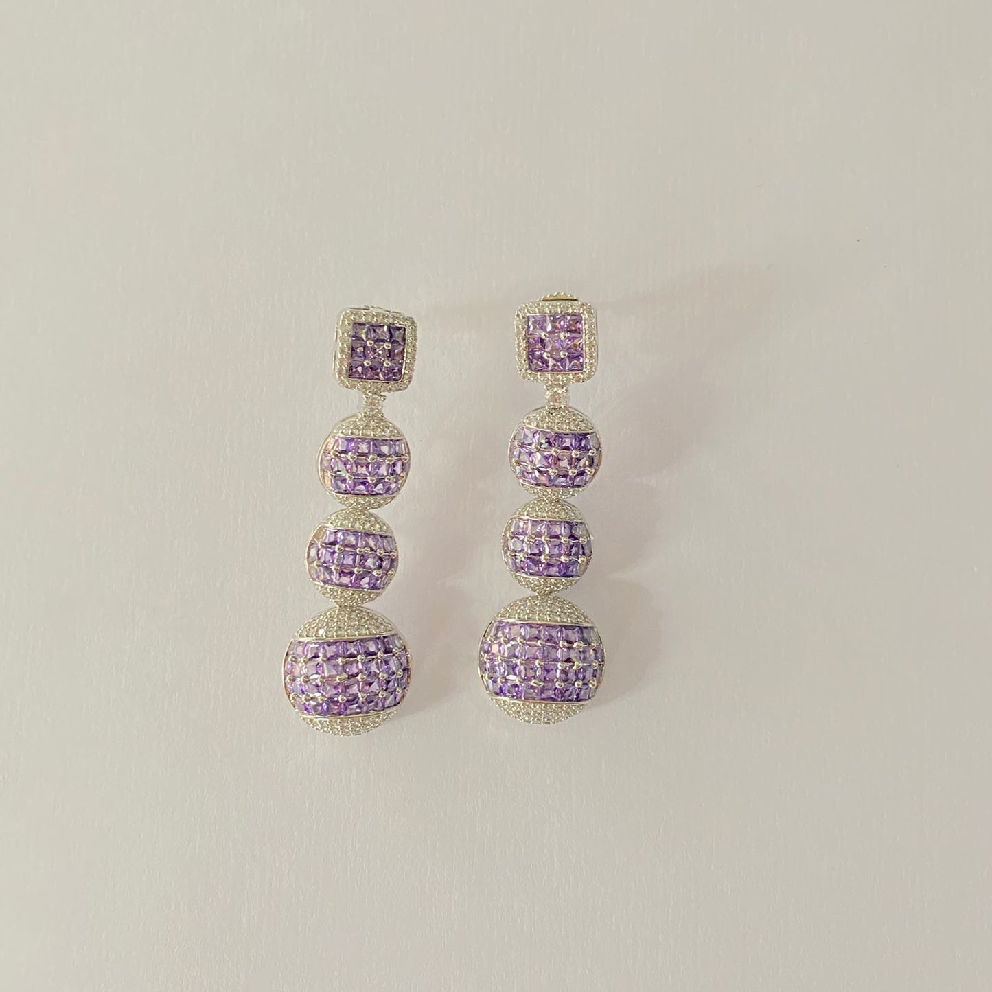 Purple Stone Silver Plated Dangler Earring