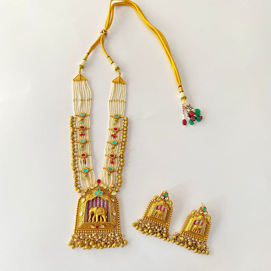 Gold Plated  Elephant Design Necklace Set