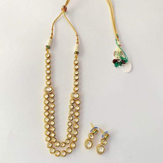Double Line Kundan Necklace Set