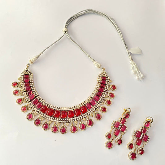 Oxidised Ruby Necklace Set