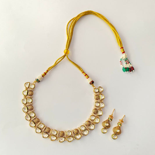 Gold Plated Kundan Necklace Set