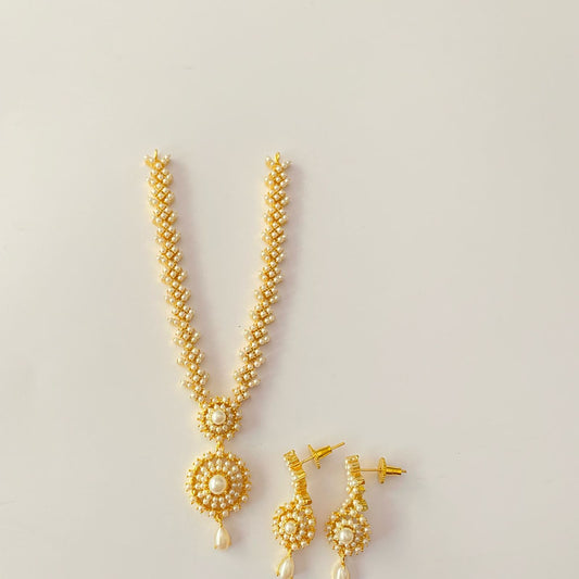 Gold Plated Pearl Necklace Set
