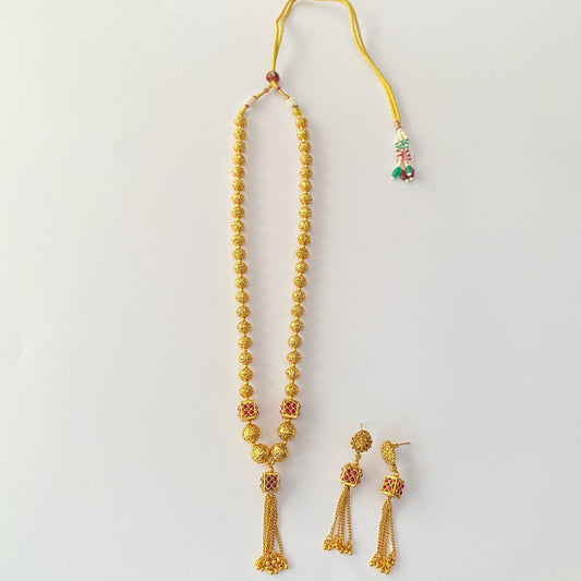 Gold Plated Long Necklace Set
