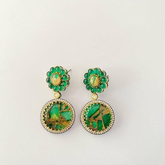 Green Earring Antique Gold