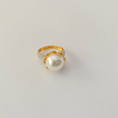 Classy pearl Gold Plated Adjustable Ring