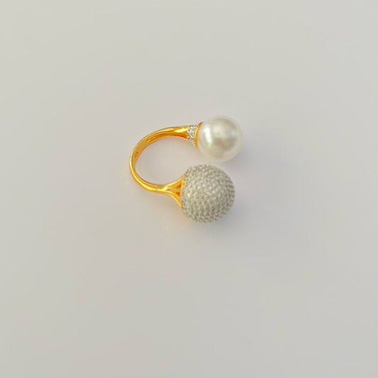 Pearl With Stone openable Gold Plated Ring