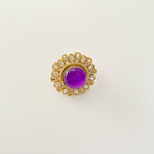 Purple Stone Antique Fusion Adjustable Ring