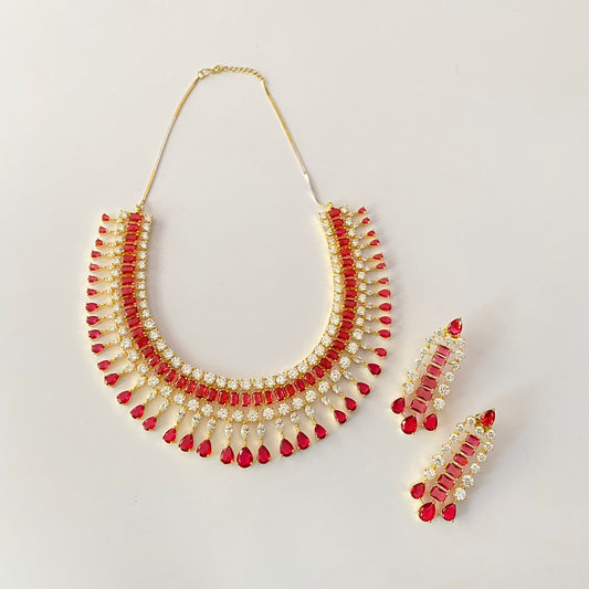 Gold Plated Ruby Necklace Set