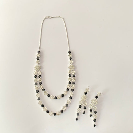 Double Line Black Necklace Set