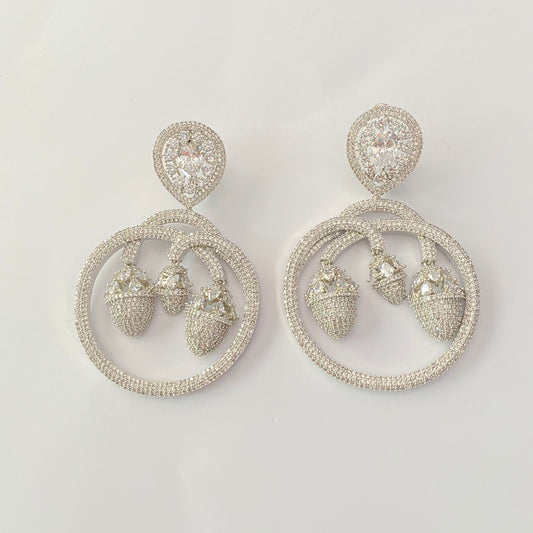 Stylish Silver Plated A.D Stone Dangler earring