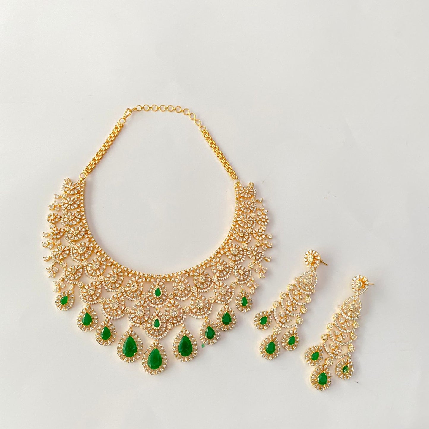 Gold Plated Green Necklace Set