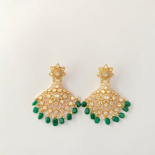 Gold Plated Moissanite Green Earring