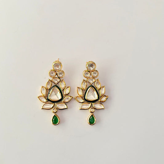 Gold Plated Green Kundan Earring