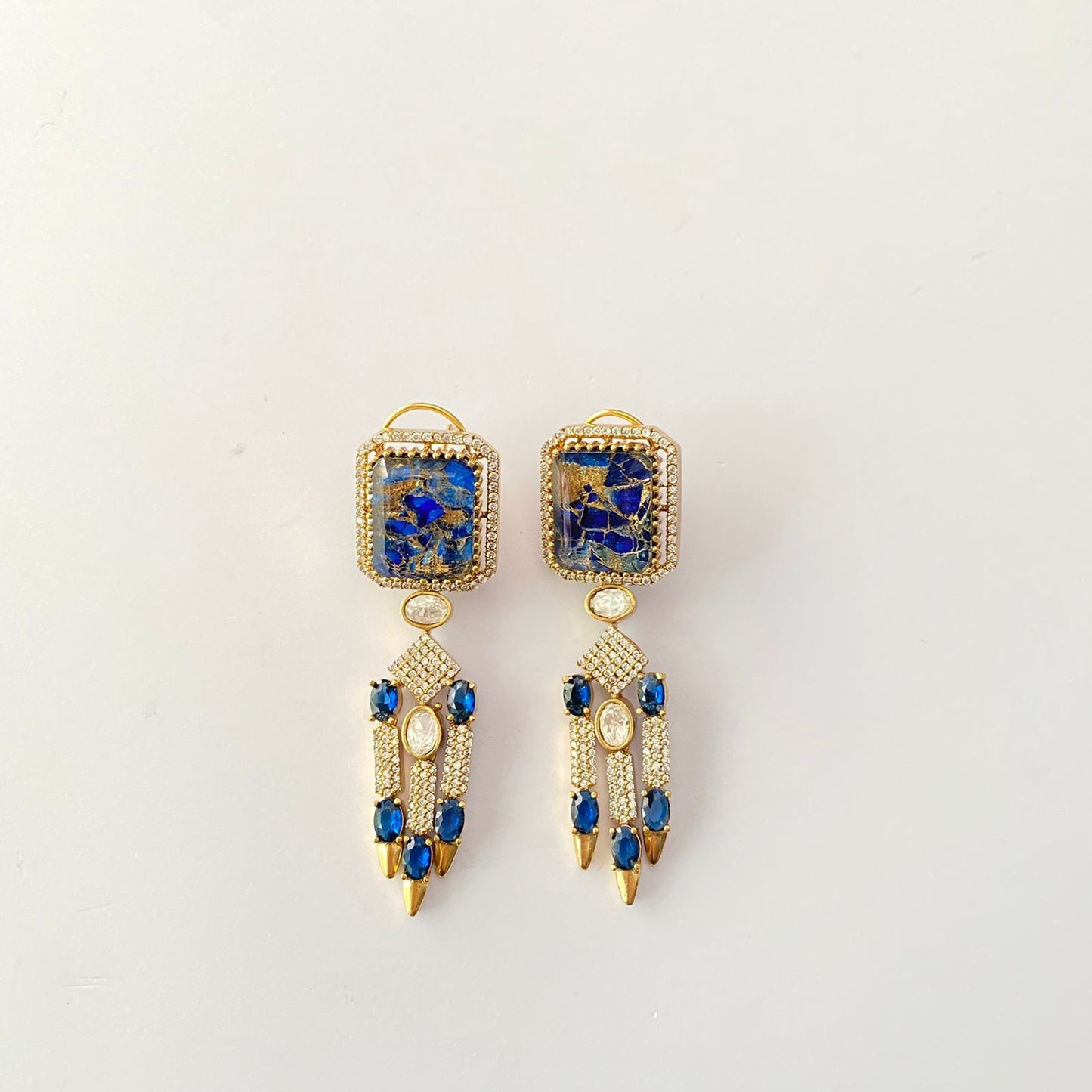 Antique Gold Blue Earring
