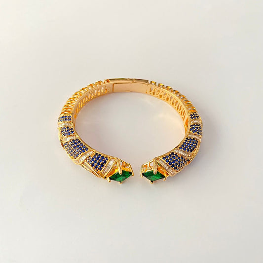 Green Stone Gold Plated Blue Bracelet