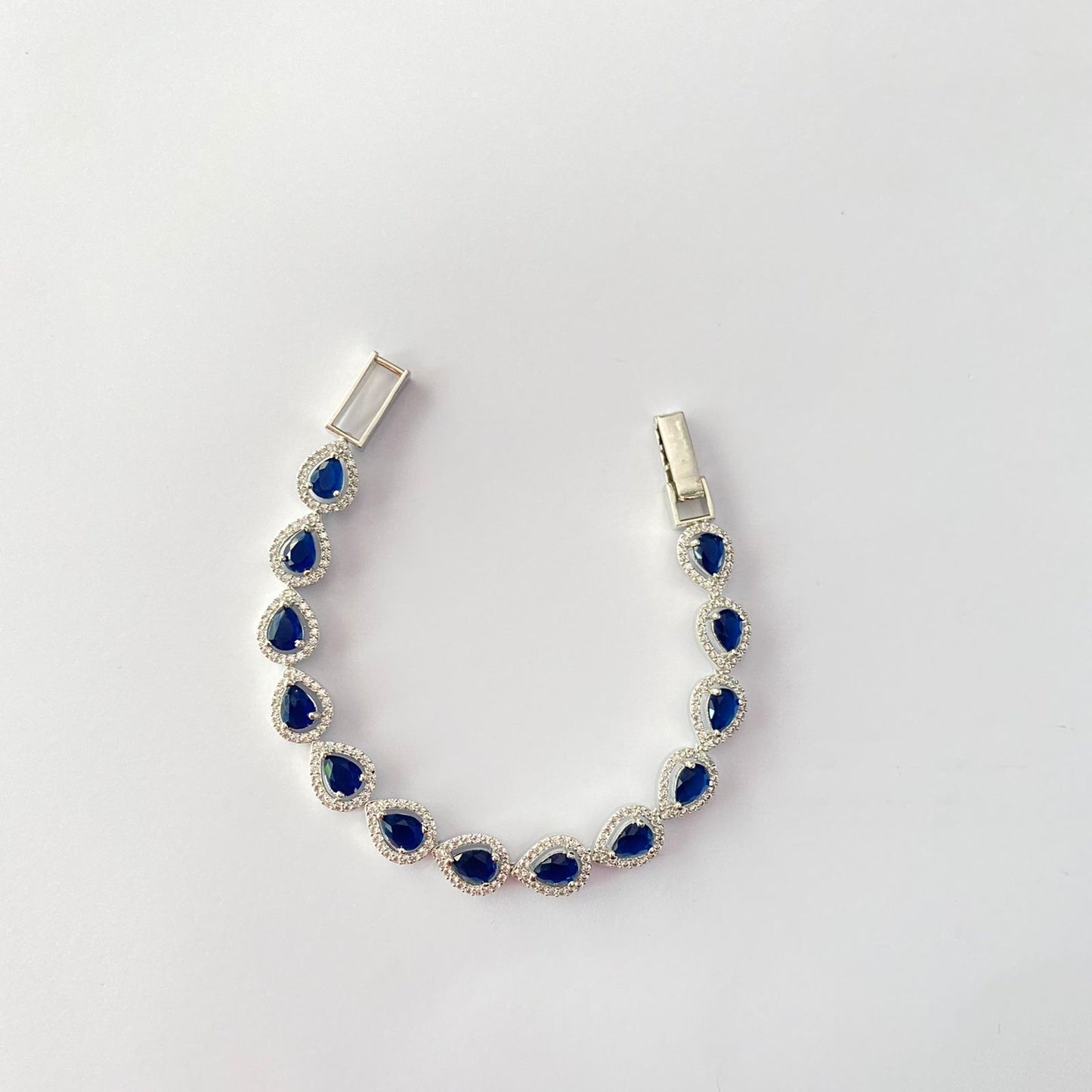 Blue Tennis Bracelet Silver Plated