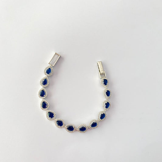 Blue Tennis Bracelet Silver Plated