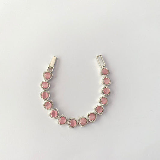 Silver Plated Pink Tennis Bracelet