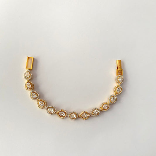 Drop shape A.D Gold Plated Tennis Bracelet.
