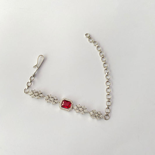 Ruby Stone Silver Plated Bracelet