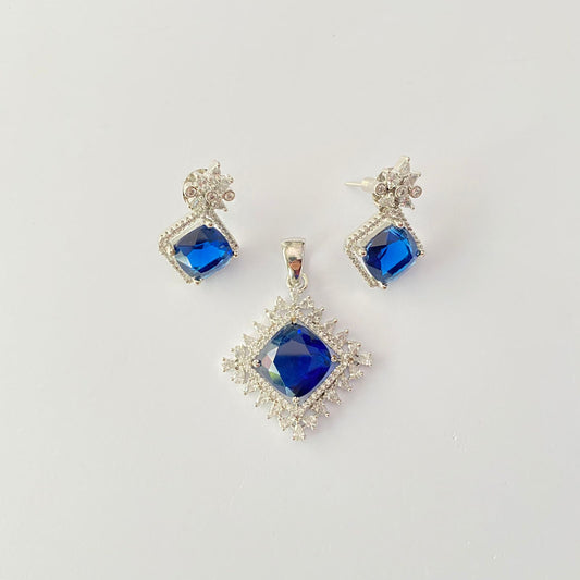Dark Blue Silver plated Pendant