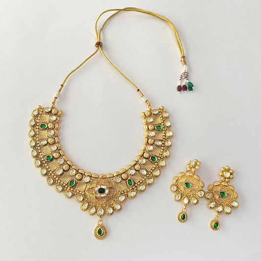 Green Gold Plated Necklace Set