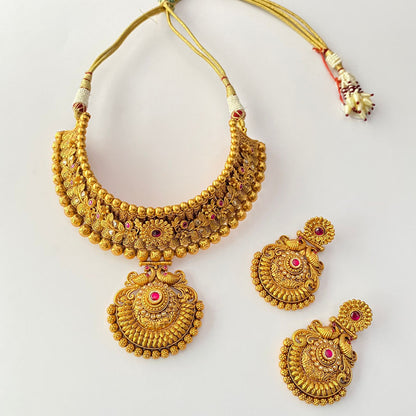 Gold Plated Temple Necklace Set