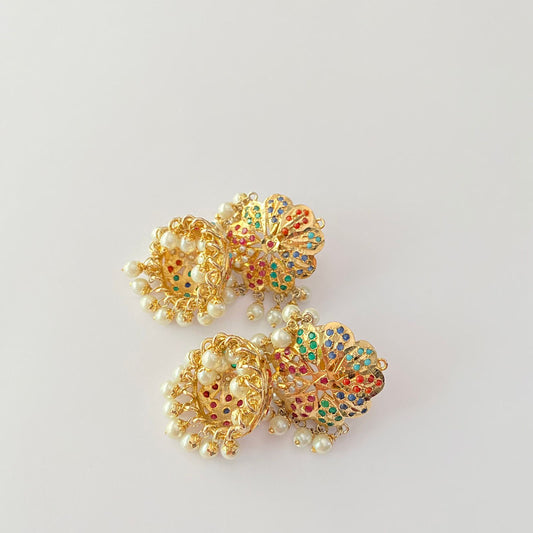 Multi Gold Jadau Earring