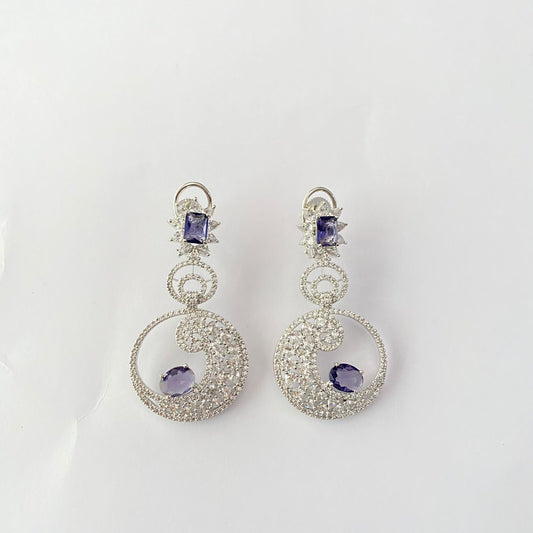 Silver Plated Purple  Ad Earring