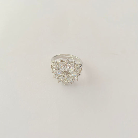 Silver Plated A.D Stone Adjustable Ring