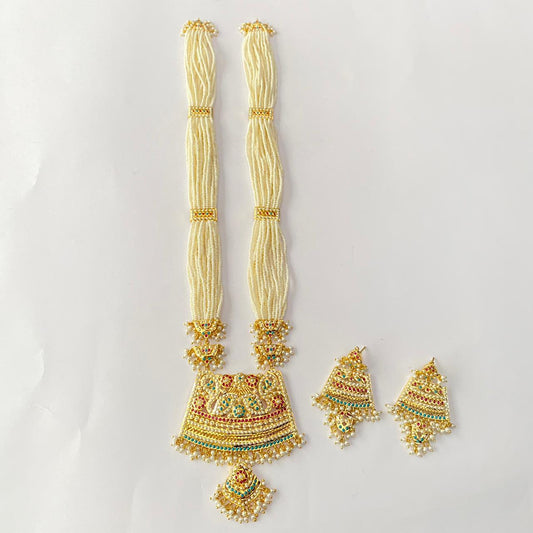 Gold Plated Ruby & Firoza Jadau Rani Haar
