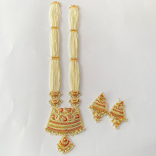 Gold Plated Coral Jadau Rani Haar