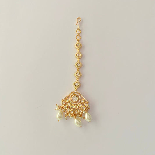 Stylish Polki Pearl Drop  mangtika