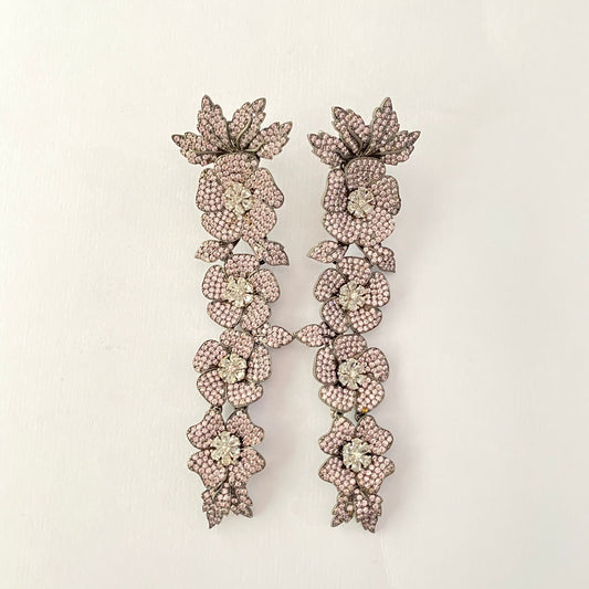 Stylish long dangler light purple victorian earring