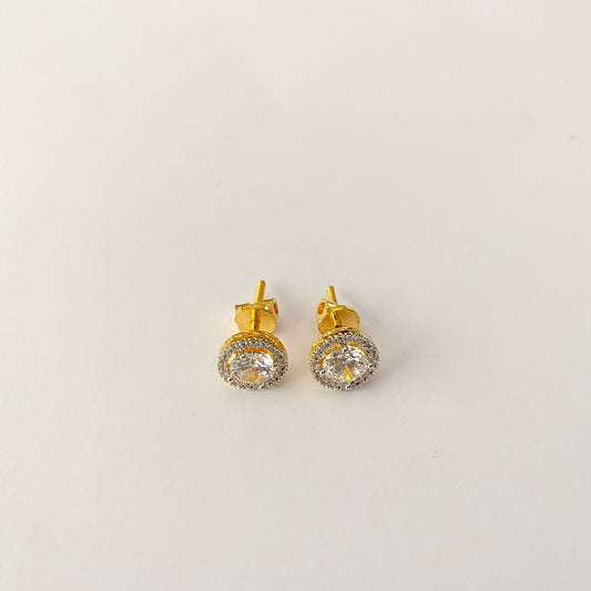 Gold Plated Diamond Screw Back Solitaire