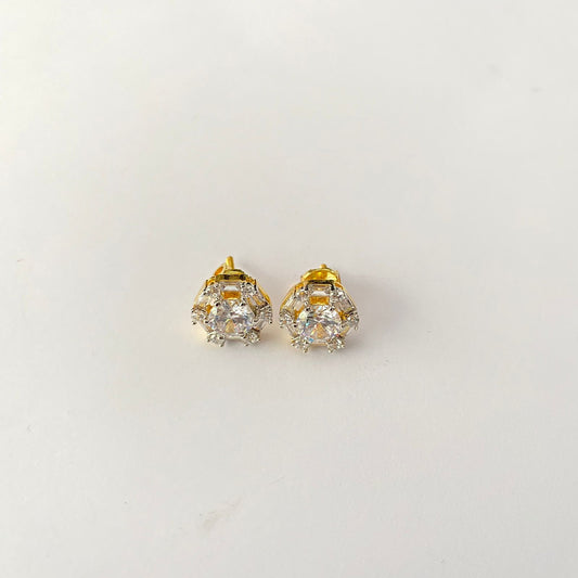 Diamond Gold Plated Back Screw Solitaire