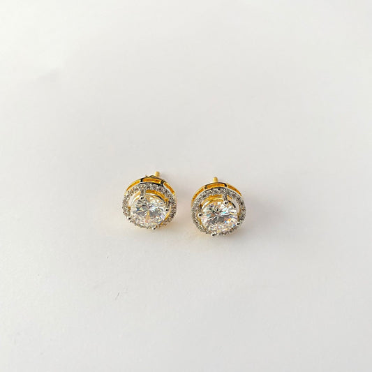 Gold Plated Round Solitaire Back Screw