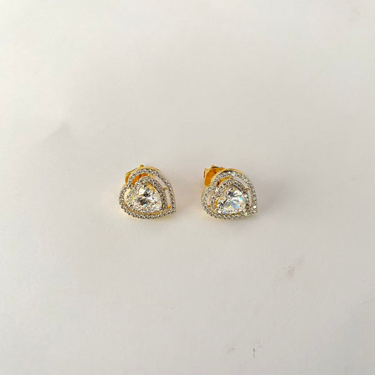 Gold Plated Heart Shape Back Screw Solitaire