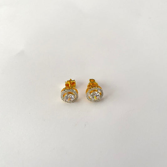 Gold Plated Small Round Shape Back Screw Solitaire