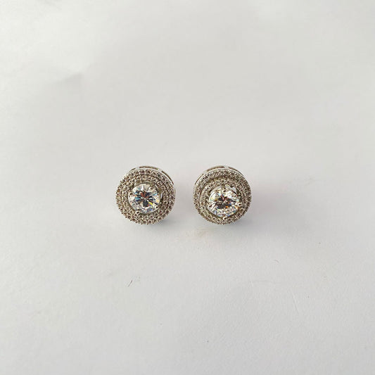 Double Frame Silver Plated Back Screw Solitaire