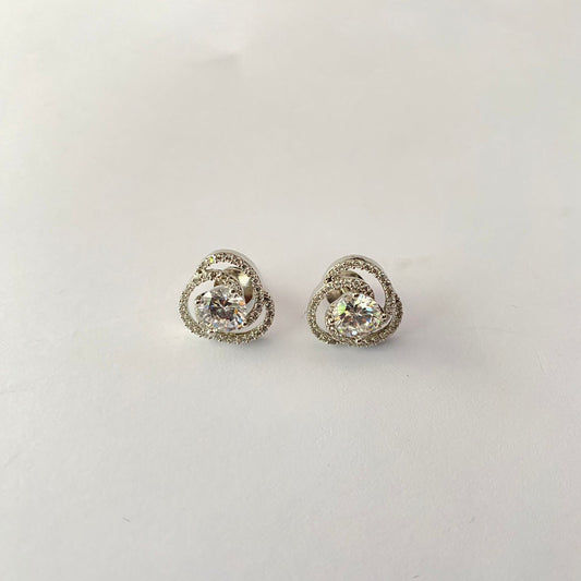 Silver Plated Screw Back Solitaire