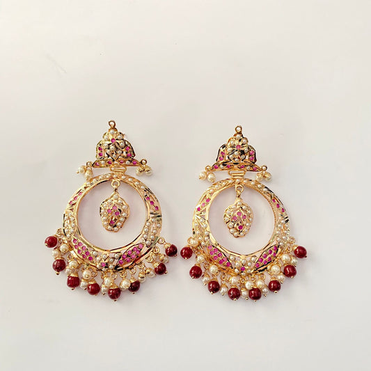 Gold Plated Ruby Jadau Earring