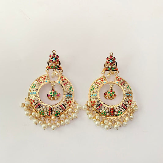 Multi Jadau Gold Plated Earring