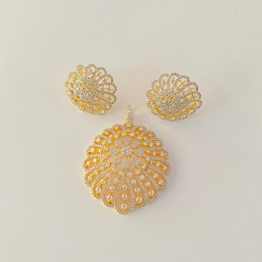 Classy gold plated A.D pendant set