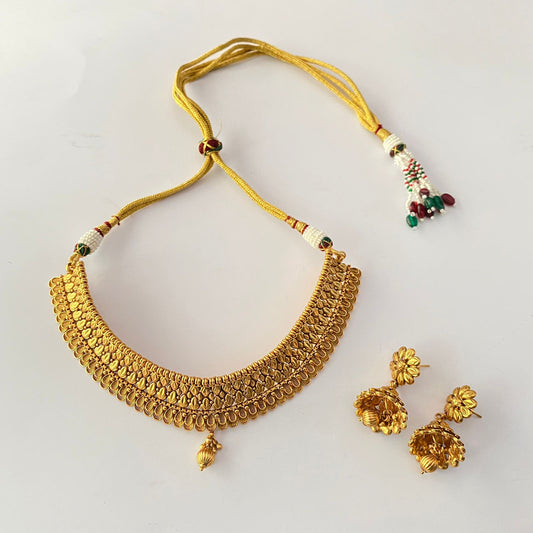 Gold Plated Temple Necklace Set