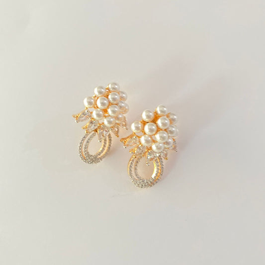 Pearl With Gold Plated A.D Stone Western Earring